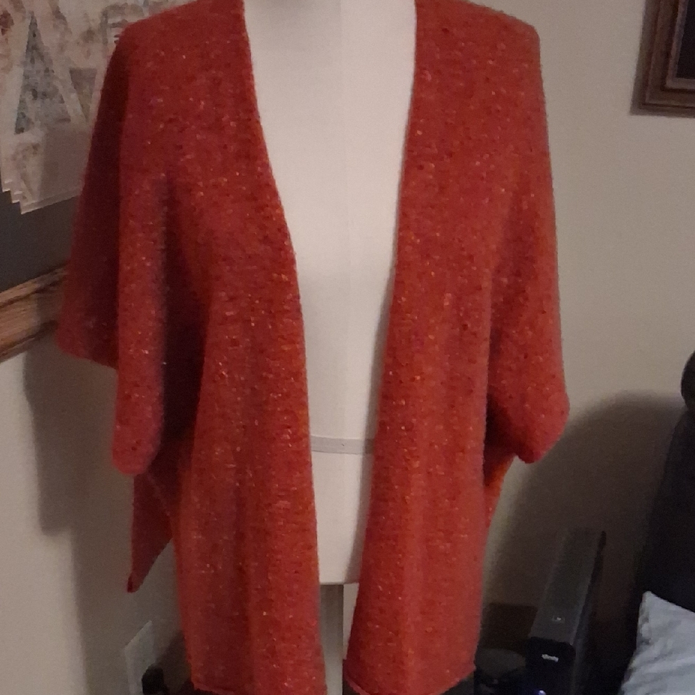 Eskandar Vibrant Orange Poncho Sweater